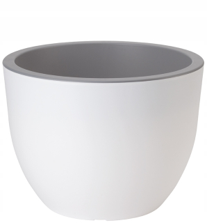 Form-Plastový kvetináč 39,5 cm x 39,5 x 29,5 cm priemer 39,5 cm plast biely, odtiene sivej a striebornej